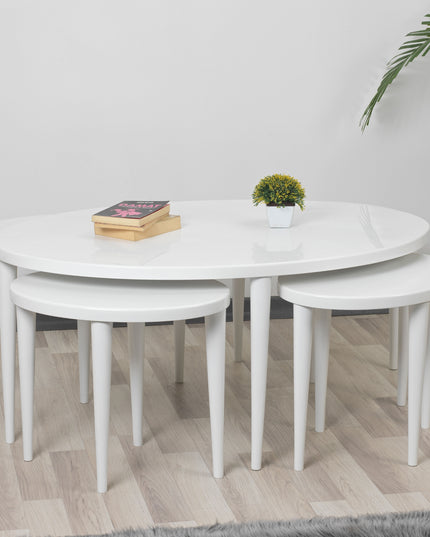 Kian Series White Hornbeam Coffee Table Set