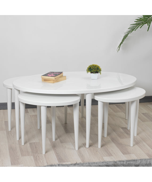 Kian Series White Hornbeam Coffee Table Set
