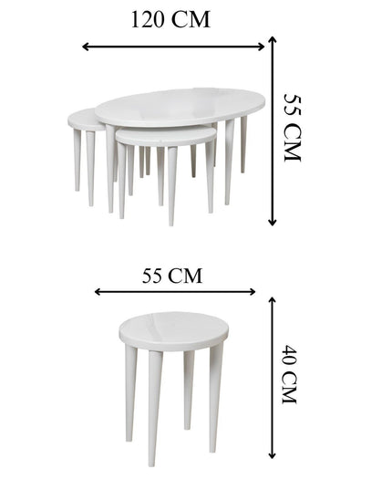 Kian Series White Hornbeam Coffee Table Set
