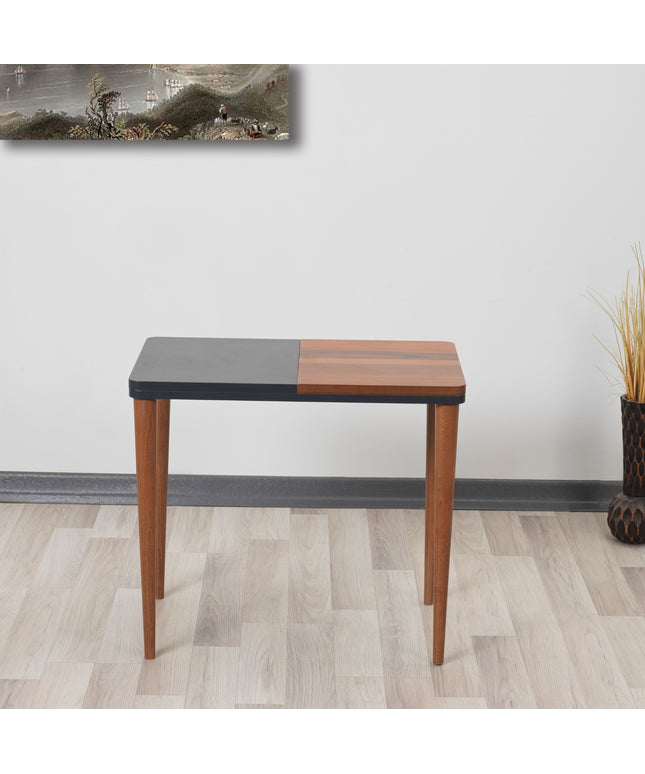 Lexa Series Walnut-Navy Blue Coffee Table